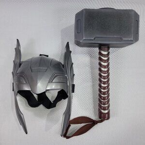 Avengers Thor Plastic Mask & Mjolnir Hammer Movie Comic Book Set